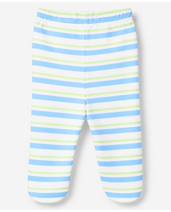 Babyhug Cotton Knit Striped Bootie Leggings With Boat Print Pack of 3 - Navy Blue, Limegreen & Light Blue