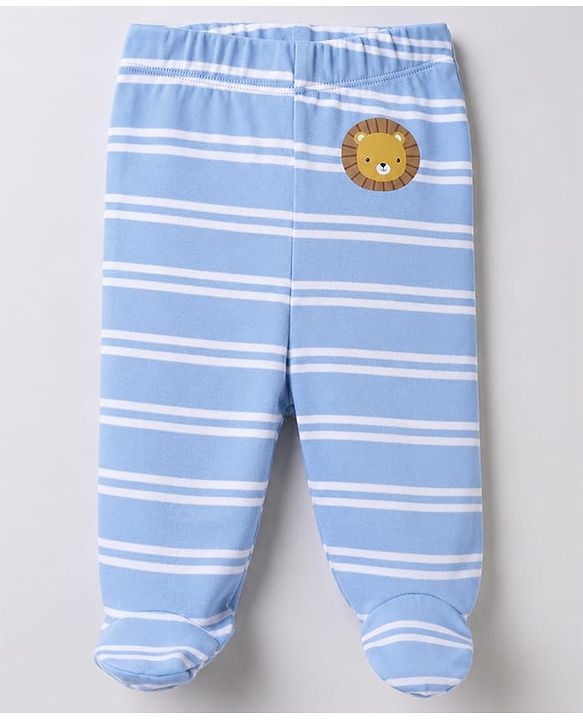 Babyhug 100% Cotton Knit Full Length Striped Bootie Leggings With Animal Print Pack of 3 - Orange