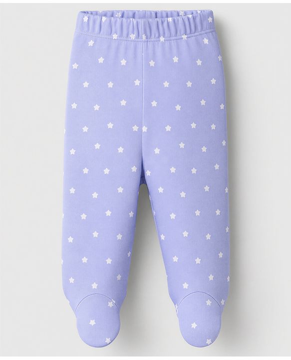 Babyhug 100% Cotton Knit Bootie Leggings with Animal , Star & Text Print Pack of 3 - White , Green & Violet