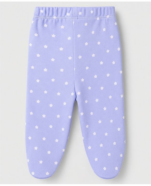 Babyhug 100% Cotton Knit Bootie Leggings with Animal , Star & Text Print Pack of 3 - White , Green & Violet
