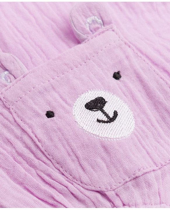 Babyhug 100% Cotton Interlock Knit Half Sleeves Onesies With Inner Tee & Bow Print - Lilac