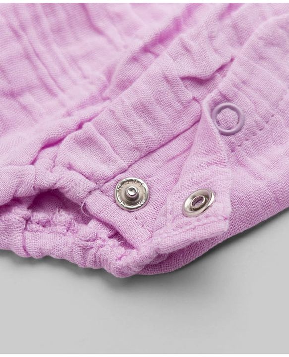 Babyhug 100% Cotton Interlock Knit Half Sleeves Onesies With Inner Tee & Bow Print - Lilac