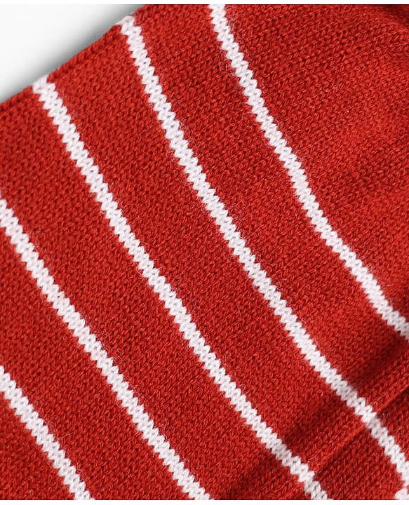 Babyhug Knit Full Length Striped Print Fleece and Woollen Bottomwear - Rust Orange
