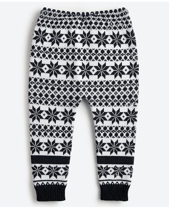 Babyhug Knit Full Length Printed Fleece & Woollen Bottomwear - Navy Blue
