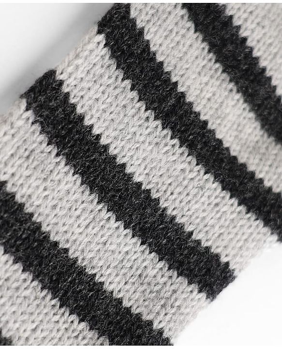 Babyhug Knit Full Length Striped Fleece & Woollen Bottomwear - Grey