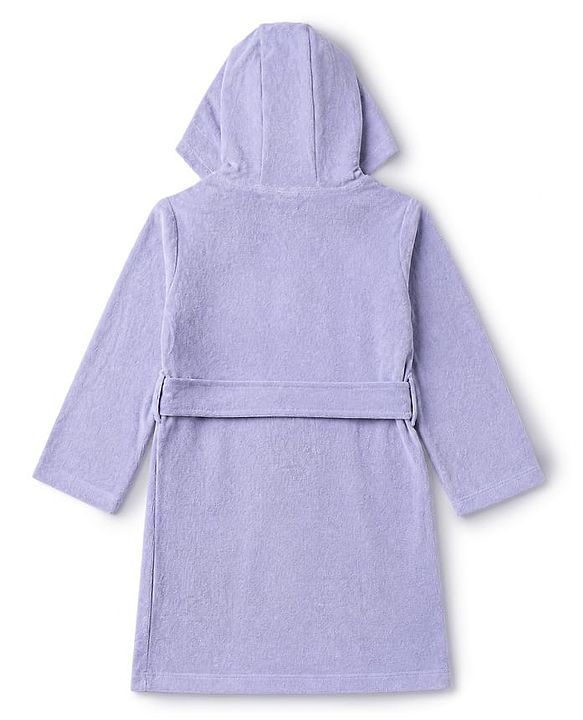 Babyhug Knit Full Sleeves Front Open Bathrobe With Unicorn Embroidery - Lavender
