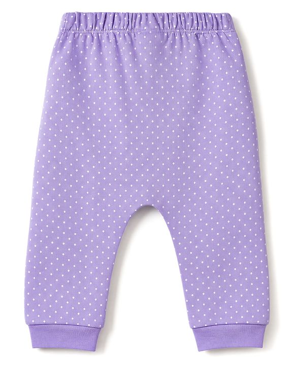 Babyhug 100% Cotton Interlock Knit Full Sleeves Bunny Applique Onesie With Leggings & Cap - Pink & Purple