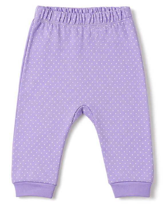 Babyhug 100% Cotton Interlock Knit Full Sleeves Bunny Applique Onesie With Leggings & Cap - Pink & Purple