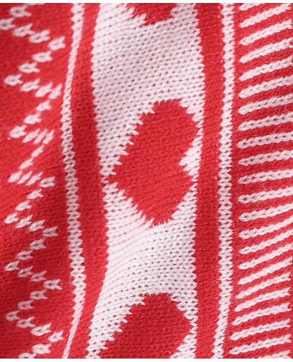 Babyhug Knit Full Sleeves Set with Heart design - Red