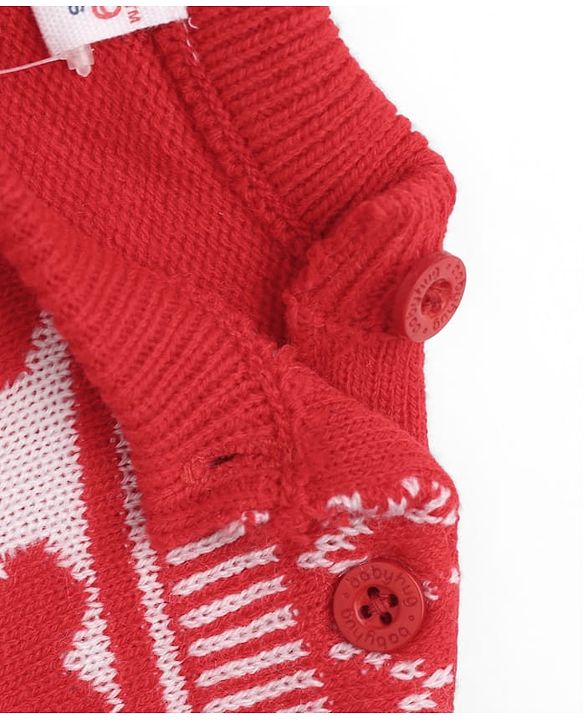 Babyhug Knit Full Sleeves Set with Heart design - Red