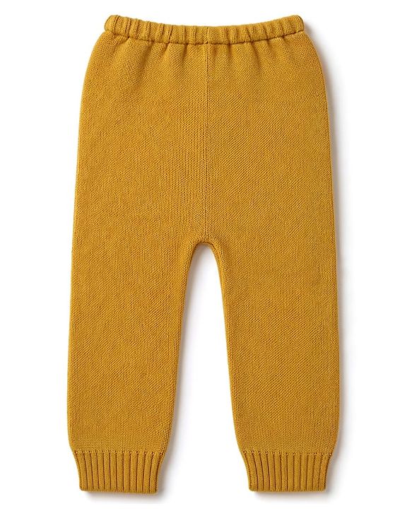Babyhug Knit Full Sleeves Striped Sweater Set -Mustard