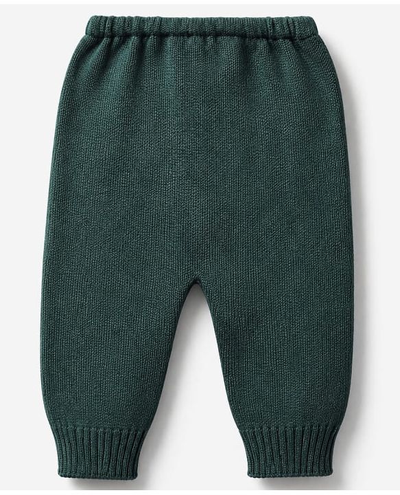 Babyhug Knit Full Sleeves Sweater Set With Heart Design - Dark Green