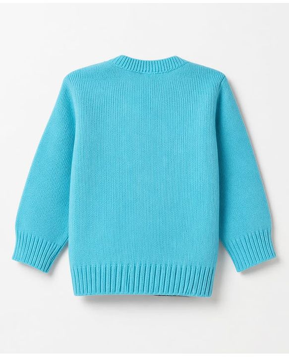 Babyhug Knit Full Sleeves Sweater Set with Cable Knit & Geometrical Design - Aqua Blue