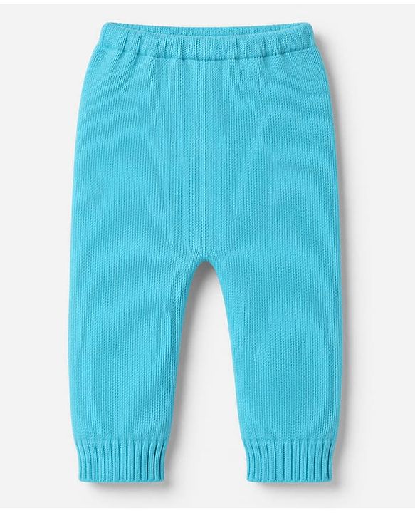 Babyhug Knit Full Sleeves Sweater Set with Cable Knit & Geometrical Design - Aqua Blue