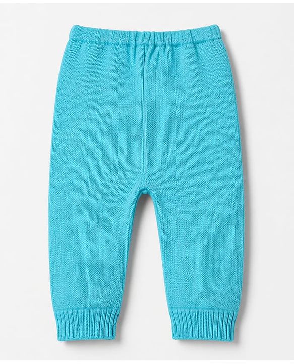 Babyhug Knit Full Sleeves Sweater Set with Cable Knit & Geometrical Design - Aqua Blue