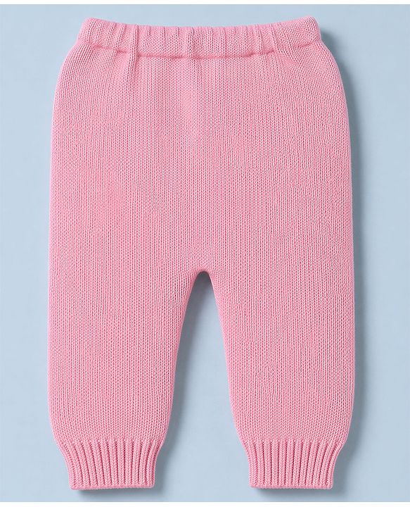 Babyhug Knit Full Sleeves Sweater Set with Abstract Design - Pink
