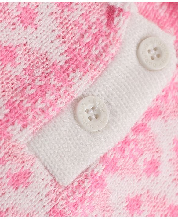 Babyhug Knit Full Sleeves Sweater Set with Abstract Design - Pink