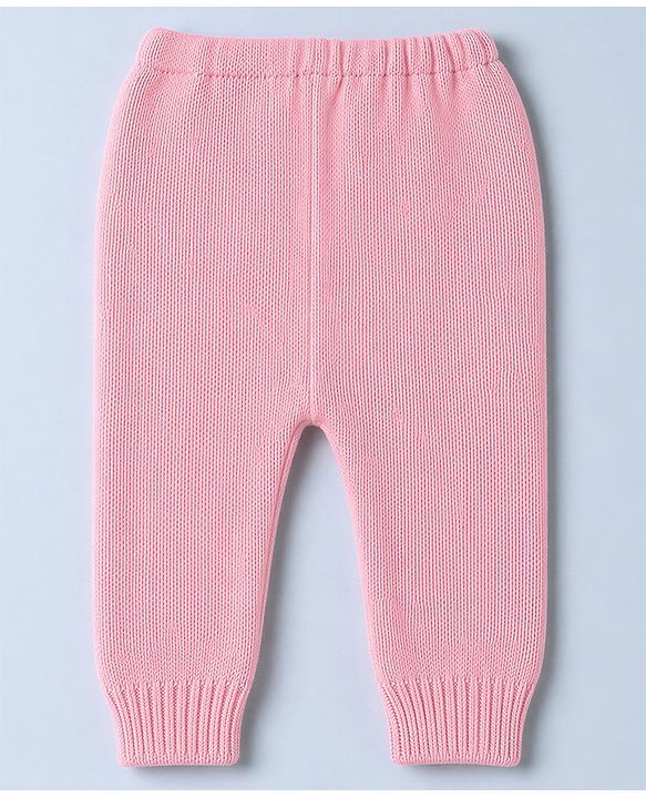 Babyhug Knit Full Sleeves Sweater Set with Abstract Design - Pink
