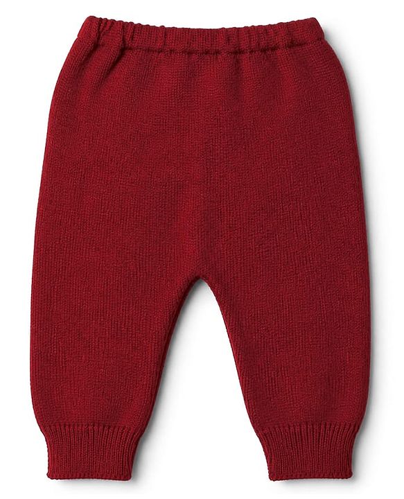 Babyhug Knit Striped Sweater Set with Full Sleeves in Maroon for 0-3 Months