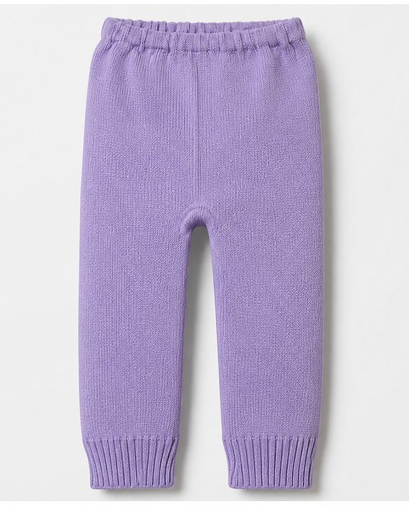 Babyhug Knit Full Sleeves Sweater Set with Abstract Design - Lavender