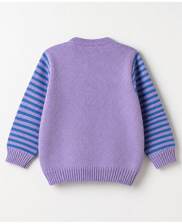 Babyhug Knit Full Sleeves Sweater Set with Abstract Design - Lavender