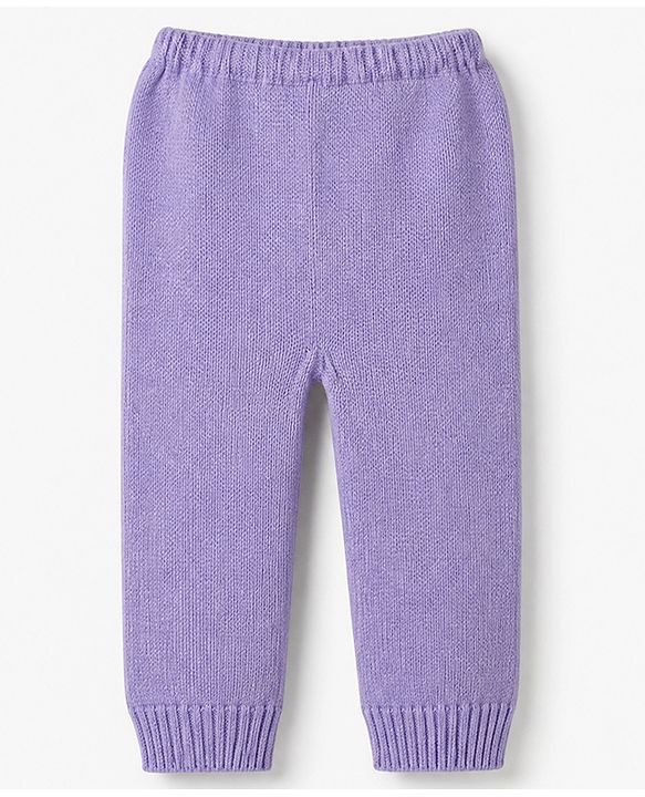 Babyhug Knit Full Sleeves Sweater Set with Abstract Design - Lavender