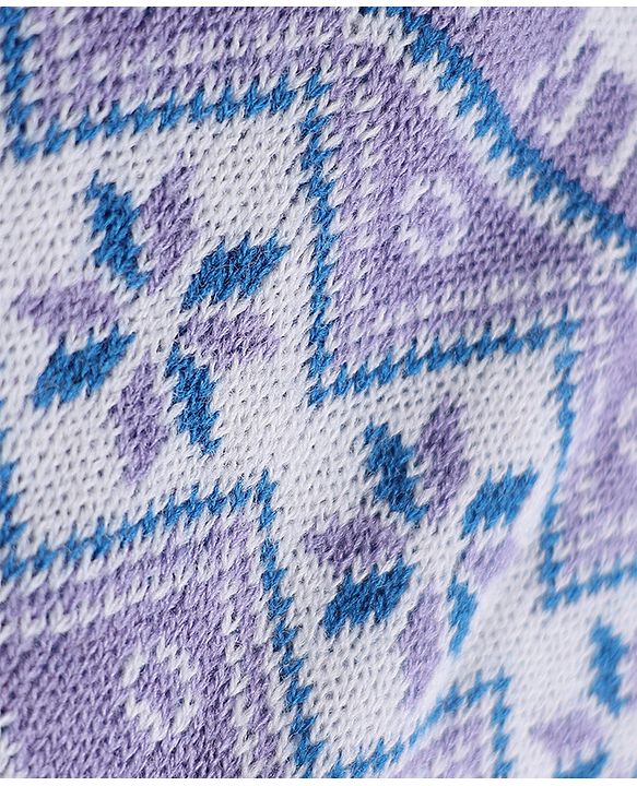 Babyhug Knit Full Sleeves Sweater Set with Abstract Design - Lavender