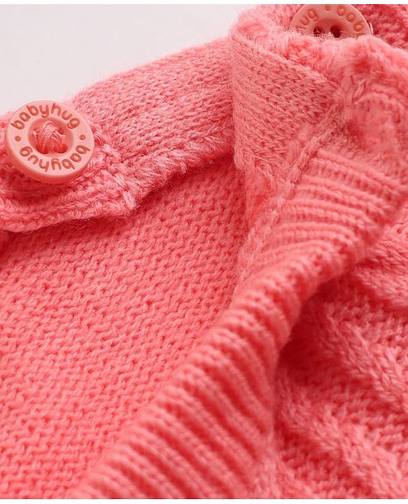 Babyhug Knit Full Sleeves Sweater Set - Pink
