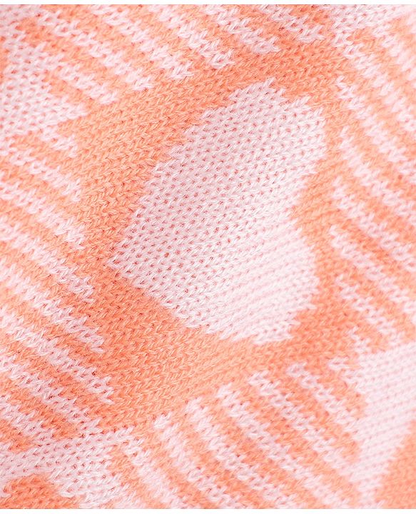 Babyhug Knit Full Sleeves Striped Sweater Set with Checks & Heart Design - Peach