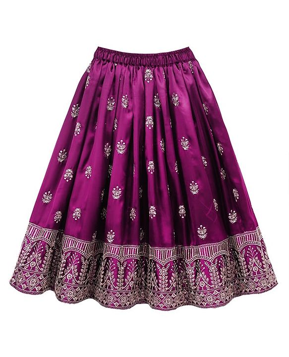 Babyhug Net Woven Full Sleeves Sequin Embroidered Longh Choli With Lehenga and Dupatta Set - Wine