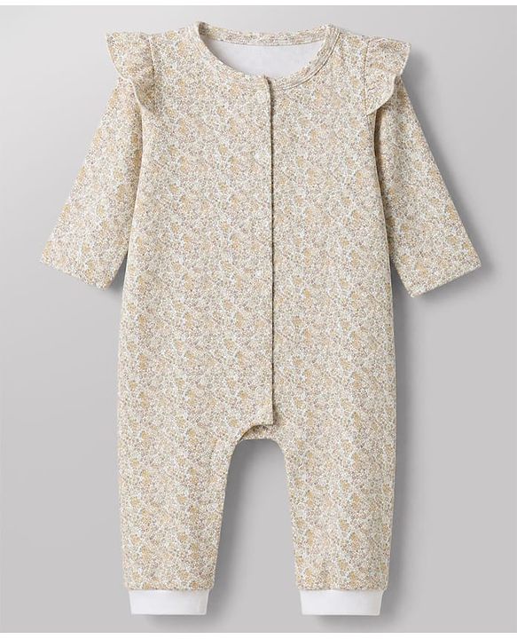 Babyhug 100% Cotton Interlock Knit Full Sleeves Striped Rompers Pack of 2 - Cream & Grey