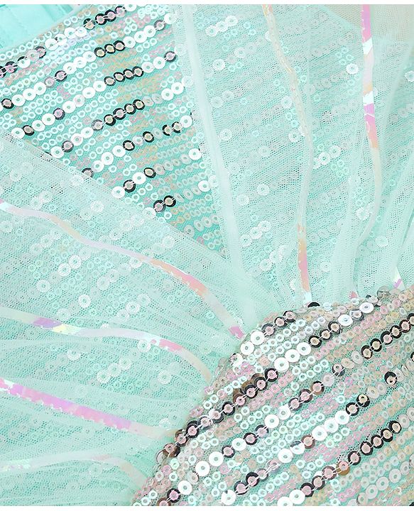 Babyhug Woven Net Half Sleeves Lehenga Choli and Dupatta with Sequins in Mint Green for 18-24 Months
