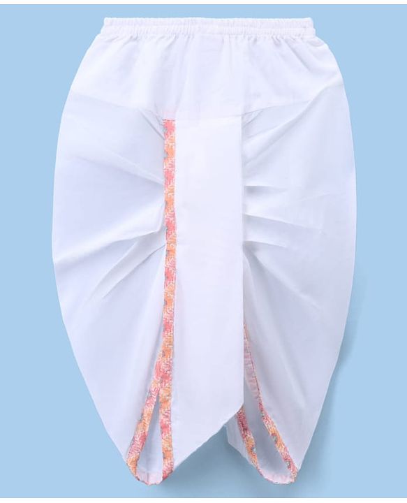 Babyhug Cambric Woven Full Sleeves Kurta and Dhoti Set with Geometric Print - Peach