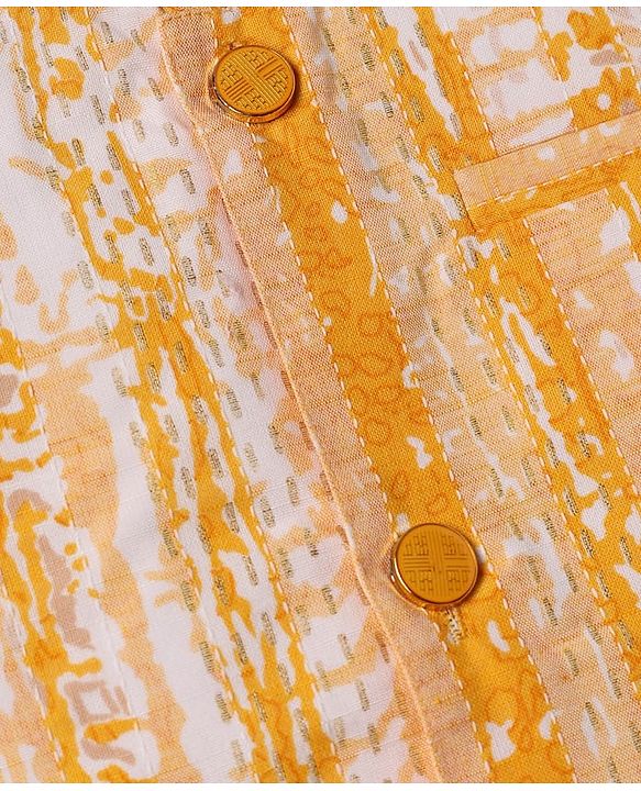 Babyhug 100% Cotton Cambric Woven Full Sleeves Dhoti Kurta Set and Jacket With Stripes Print in White