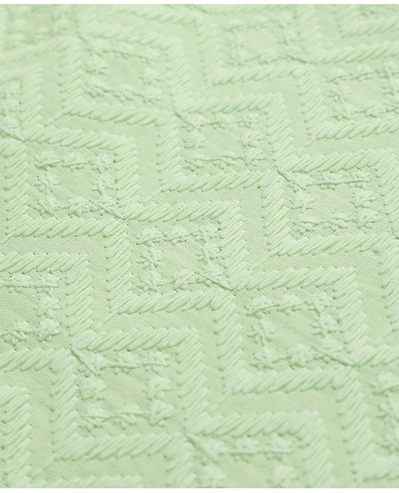 Babyhug 100% Cotton Woven Full Sleeves Dhoti & Kurta Set with Geometric Embroidery in Green