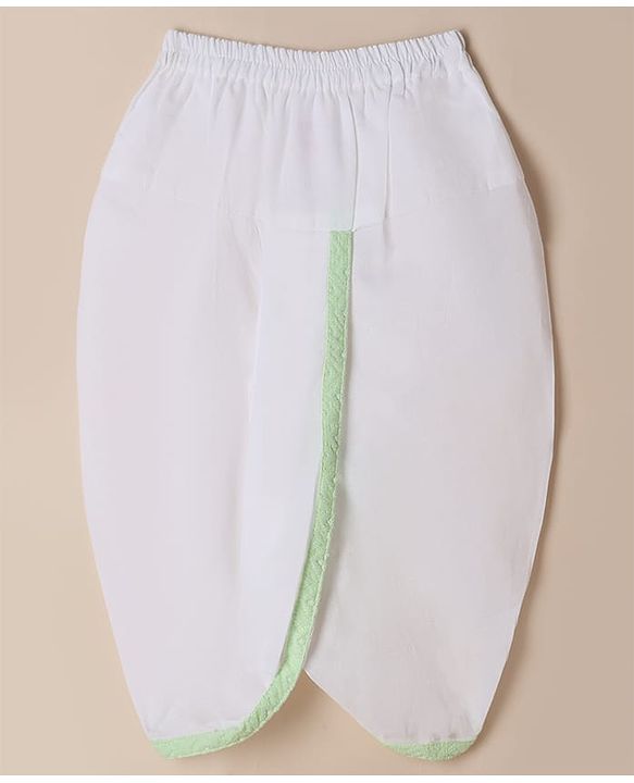 Babyhug 100% Cotton Woven Full Sleeves Dhoti & Kurta Set with Geometric Embroidery in Green