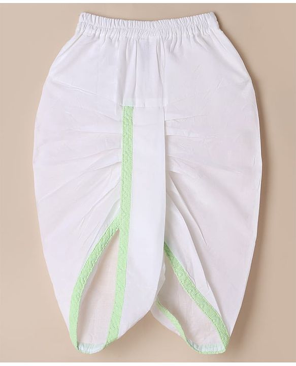 Babyhug 100% Cotton Woven Full Sleeves Dhoti & Kurta Set with Geometric Embroidery in Green