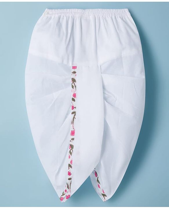 Babyhug 100% Cotton Cambric Woven Full Sleeves Floral Printed Dhoti Kurta Set - White