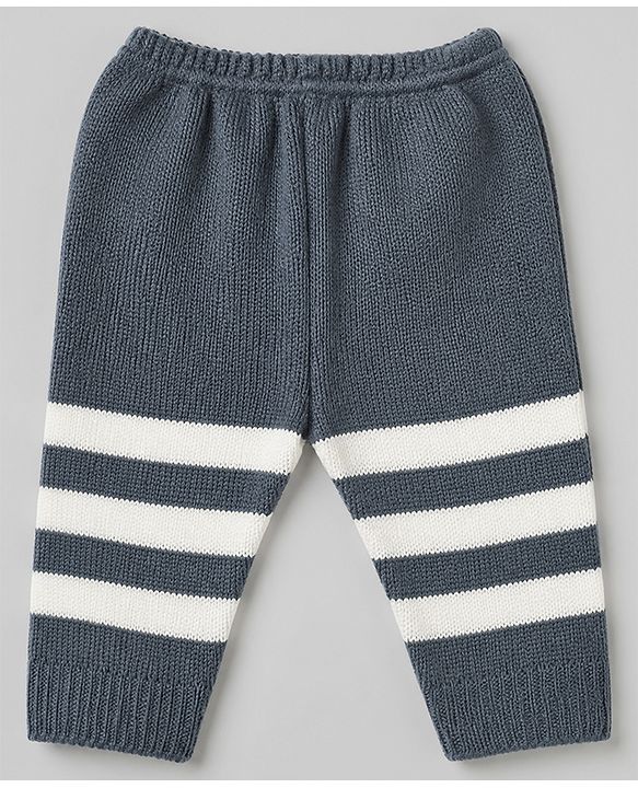 Babyhug Knit Full Sleeves Striped Sweater Sets with Cap & Booties - Grey
