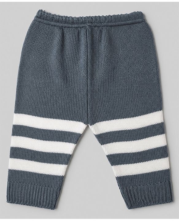 Babyhug Knit Full Sleeves Striped Sweater Sets with Cap & Booties - Grey