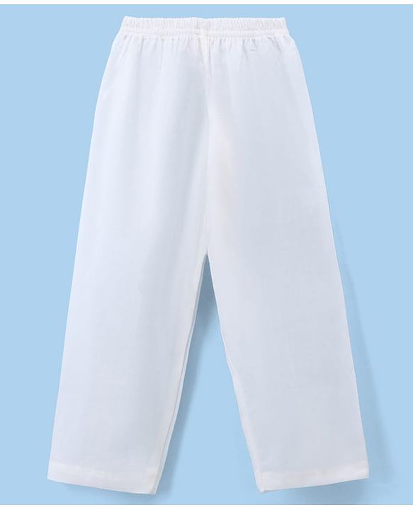 Babyhug Cambric Woven Full Sleves Kurta Pyjama Set and Jacket with Floral Print - Offwhite