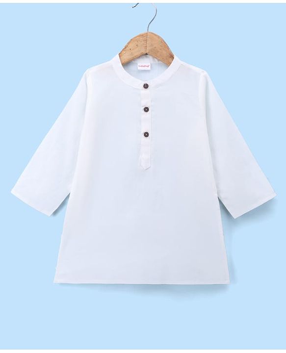 Babyhug Cambric Woven Full Sleves Kurta Pyjama Set and Jacket with Floral Print - Offwhite