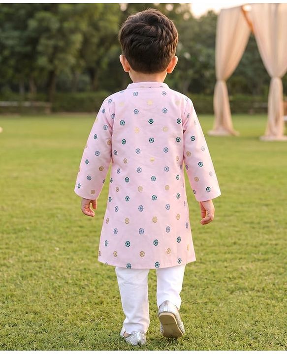 Babyhug 100% Cottom 100% Cotton Cambric Woven Floral Printed Full Sleeves Kurta Pajama Set - Pink
