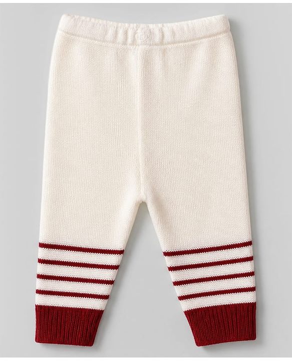 Babyhug Knit Full Sleeves Striped Sweater Set with Cap & Booties - White