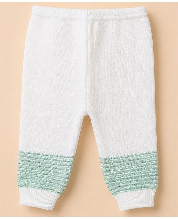 Babyhug Knit Cardigan and Pant with Full Sleeves and Color Block Design in Mint for Preemie-Preemie