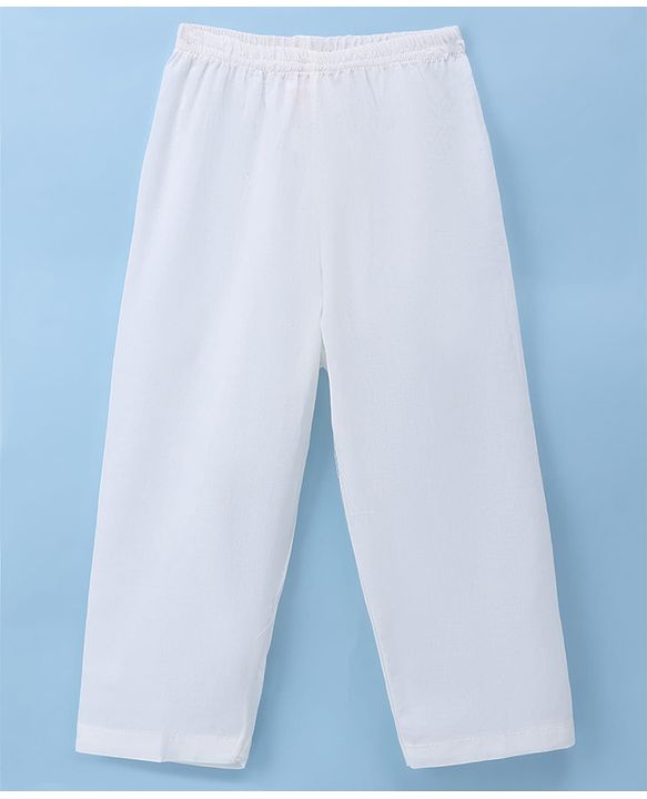 Babyhug Cambric Woven Full Sleeves Kurta Pyjama Set with Foil Print - White