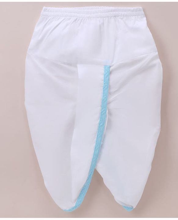 Babyhug 100% Cotton Cambric Woven Full Sleeves Embroidered Kurta & Dhoti Set - Light Blue