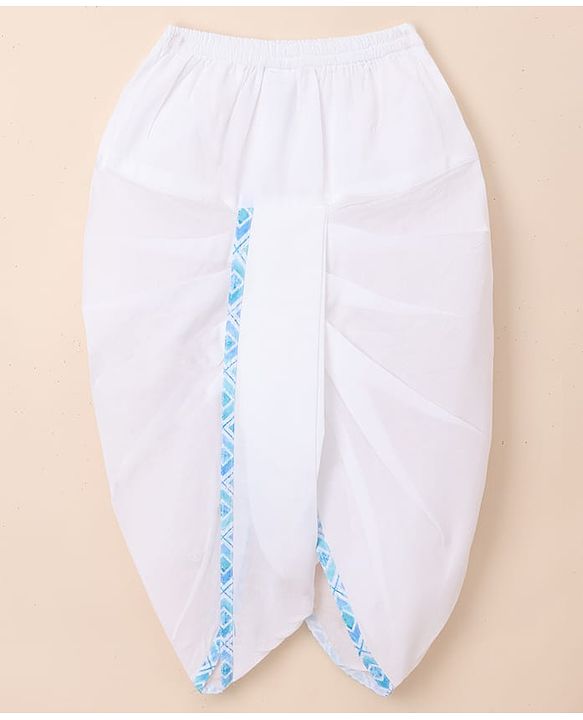 Babyhug 100% Cotton Cambric Woven Full Sleeves Kurta & Dhoti Set With Printed Jacket - White