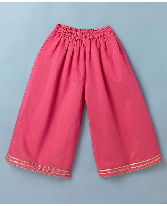 Babyhug Woven Georgette Three Fourth Sleeves Embroidered Kurti Sharara and Dupatta Set - Dark Pink