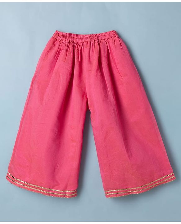 Babyhug Woven Georgette Three Fourth Sleeves Embroidered Kurti Sharara and Dupatta Set - Dark Pink